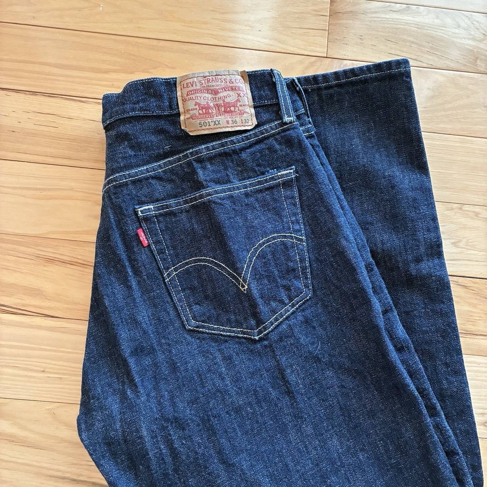 Vintage Levi's 501XX Shrink To Fit UNWASHED Blue Denim Jeans Men's 36x32 Y2K